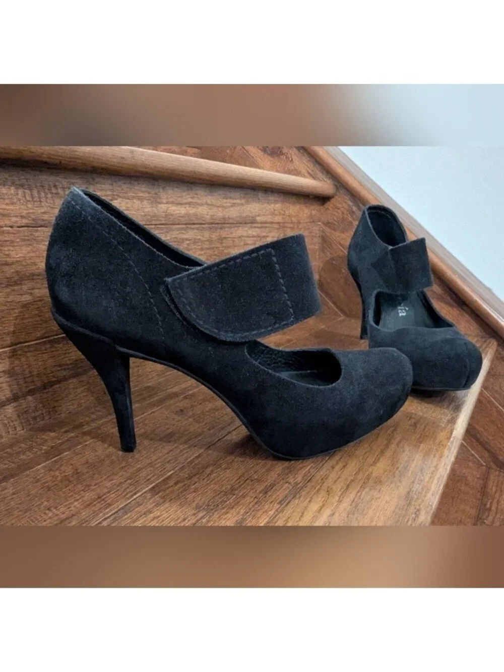Pedro Garcia Mary Jane Black Suede Heels Eu Size 40 Approx 9-9.5 US